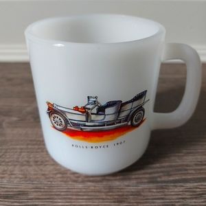 Vintage milk glass Rolls-Royce mug